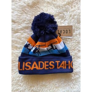 Locale Outdoor Palisades Tahoe Beanie Navy Orange Pom Pom Ski Hat NWT GRNDSR